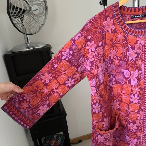 Gudrun Sjoden Ottilia Floral Knjt Coat Jacket Women’s Large - Picture 3 of 13